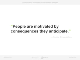 bamboohr.com payscale.com
Communicating Compensation to Executives and Managers
“People are motivated by
consequences they anticipate.”
—Crucial Conversations
 