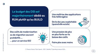 .6
OCTO
I
PART
OF
ACCENTURE©
2025
-
All
rights
reserved
Une maîtrise des applications
très hétérogène
Une pression de plus
en plus forte sur la
baisse des coûts
Faire plus avec moins
Des coûts de modernisation
ou de migration souvent
prohibitifs …
… pour un service ISO
De la doc peu exploitable
(quand elle existe)
(*) Flexera State of Tech Spend - 2021 ; Deloitte IT Spending Analysis 2024 …
Le budget des DSI est
majoritairement dédié au
RUN plutôt qu’au BUILD
 
