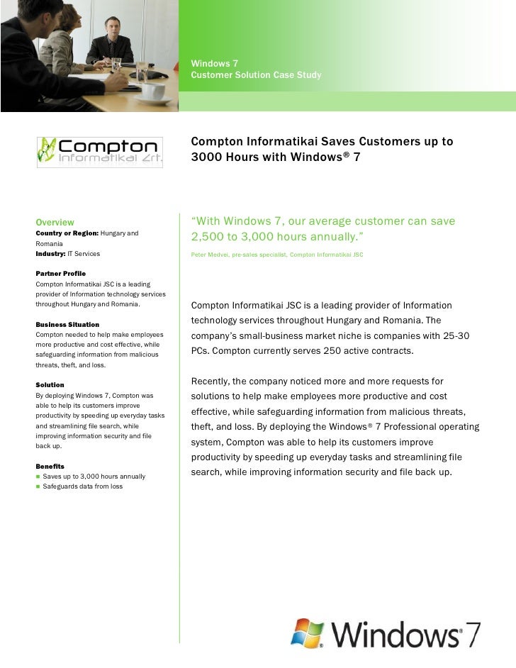 Compton Informatikai Saves Customers up to 3000 Hours with Windows® 7