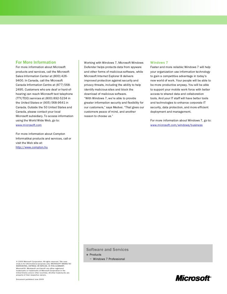 Compton Informatikai Saves Customers up to 3000 Hours with Windows® 7