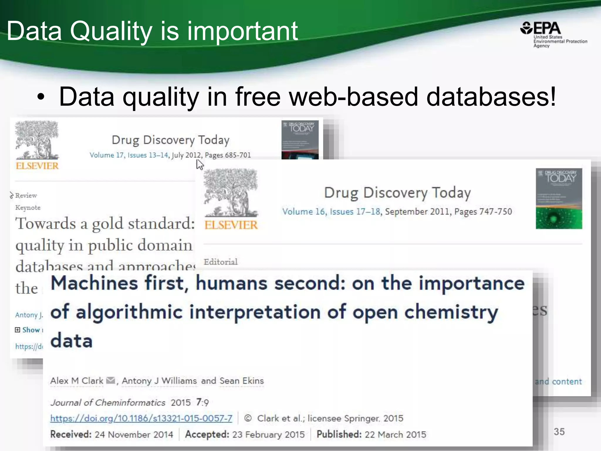 Data Quality is important
• Data quality in free web-based databases!
35
 