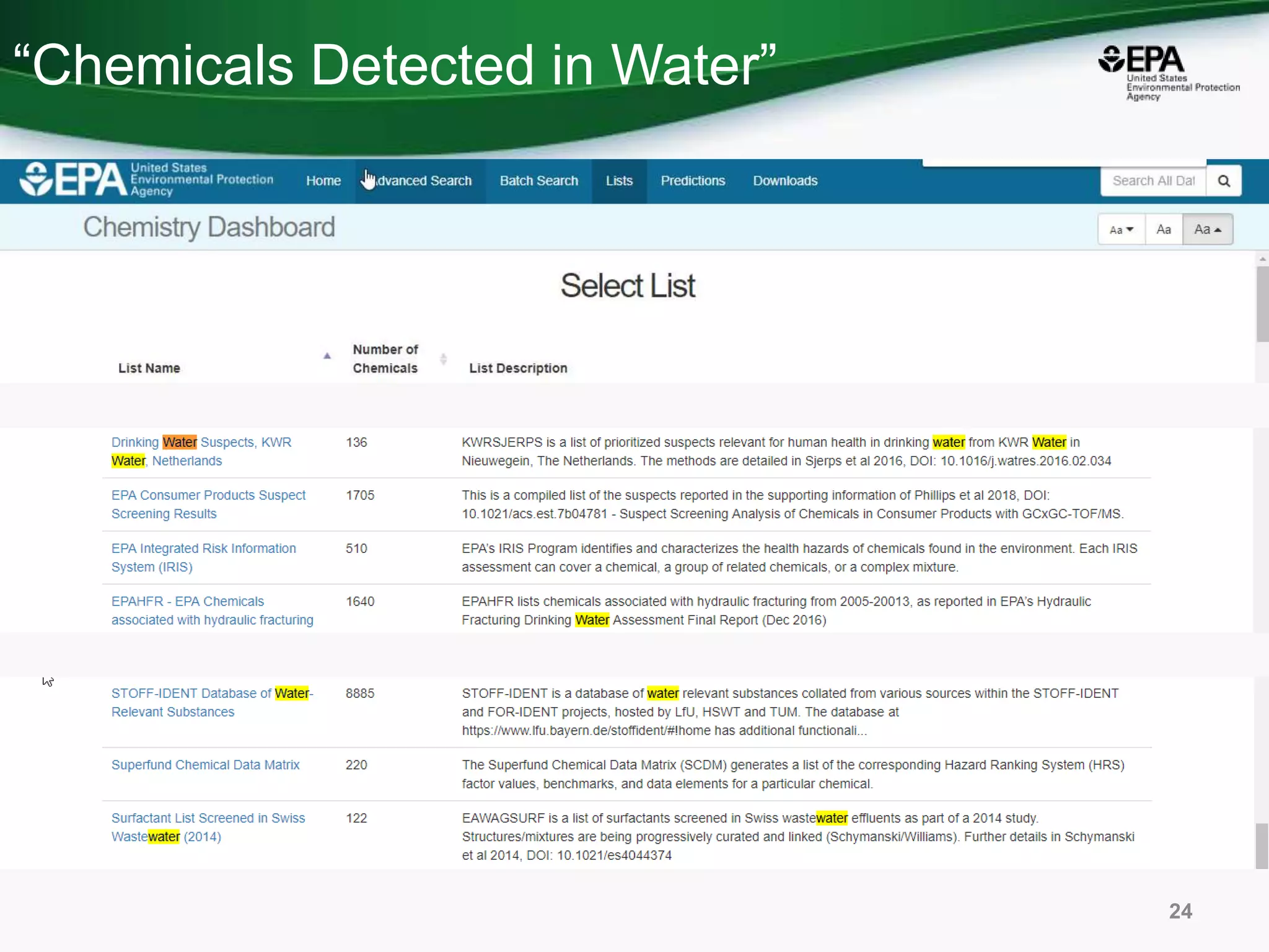 “Chemicals Detected in Water”
24
 