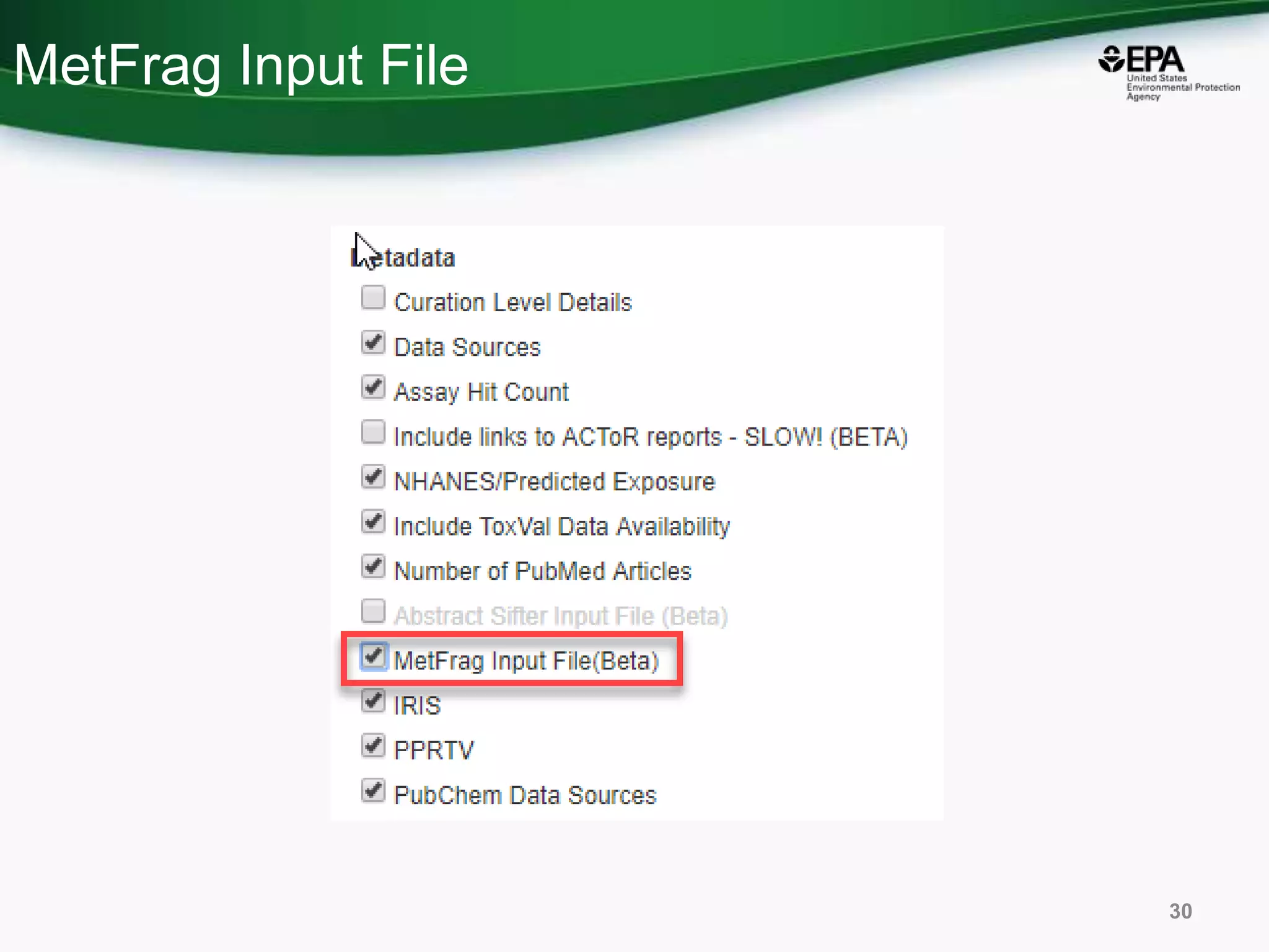 MetFrag Input File
30
 