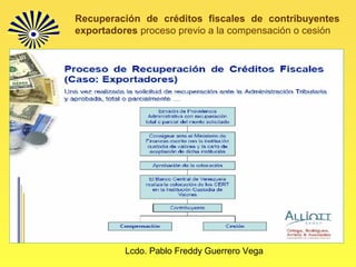 Lcdo. Pablo Freddy Guerrero Vega
Recuperación de créditos fiscales de contribuyentes
exportadores proceso previo a la compensación o cesión
 