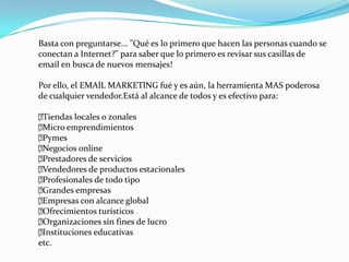 Puerta de entrada para buscadoresSi tienes un sitio web comercial en Internet o tienes proyectado crear uno, debes saber la importancia de estar bien posicionado en los buscadores.Estar en los primeros 10 o 20 lugares significa recibir cientos o miles de visitas diarias.En nuestro caso particular, más del 70% de los visitantes provienen de los 3 principales buscadores de la red: Google, Yahoo y MSNLa competencia es dura, pero se puede conseguir estar en los primeros lugares de los resultados tomando como base una palabra o frase clave (keyword o keyphrase) que un potencial cliente escribiría en el motor de búsqueda para llegar a un sitio.