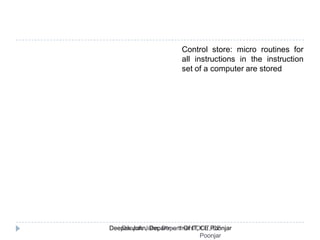 Control store: micro routines for
all instructions in the instruction
set of a computer are stored
 