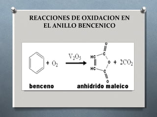 REACCIONES DE OXIDACION EN EL ANILLO BENCENICO 
