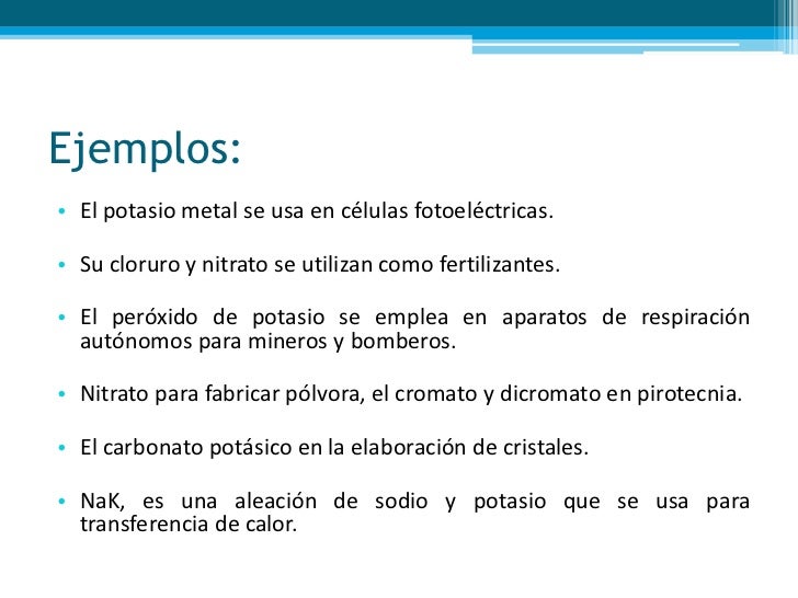 Compuestos de litio, sodio y potasio Compuestos de litio, sodio y potasio