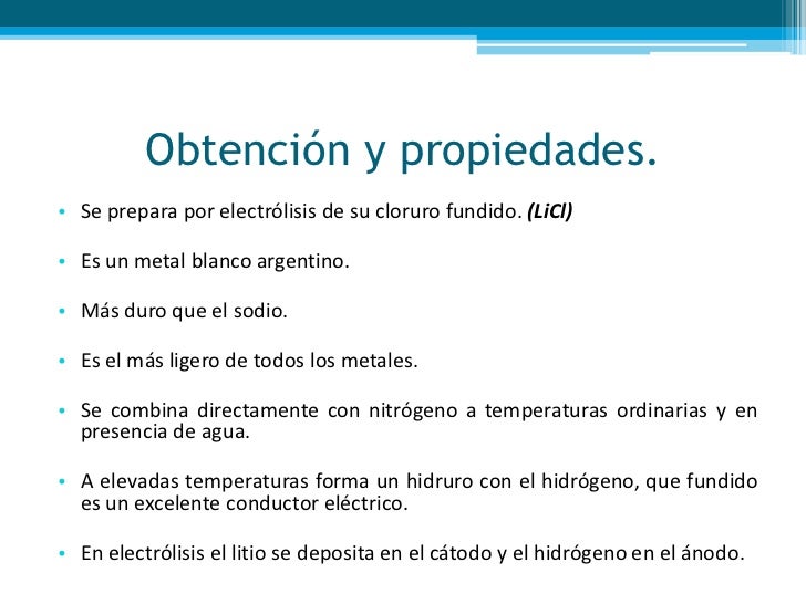 Compuestos de litio, sodio y potasio Compuestos de litio, sodio y potasio