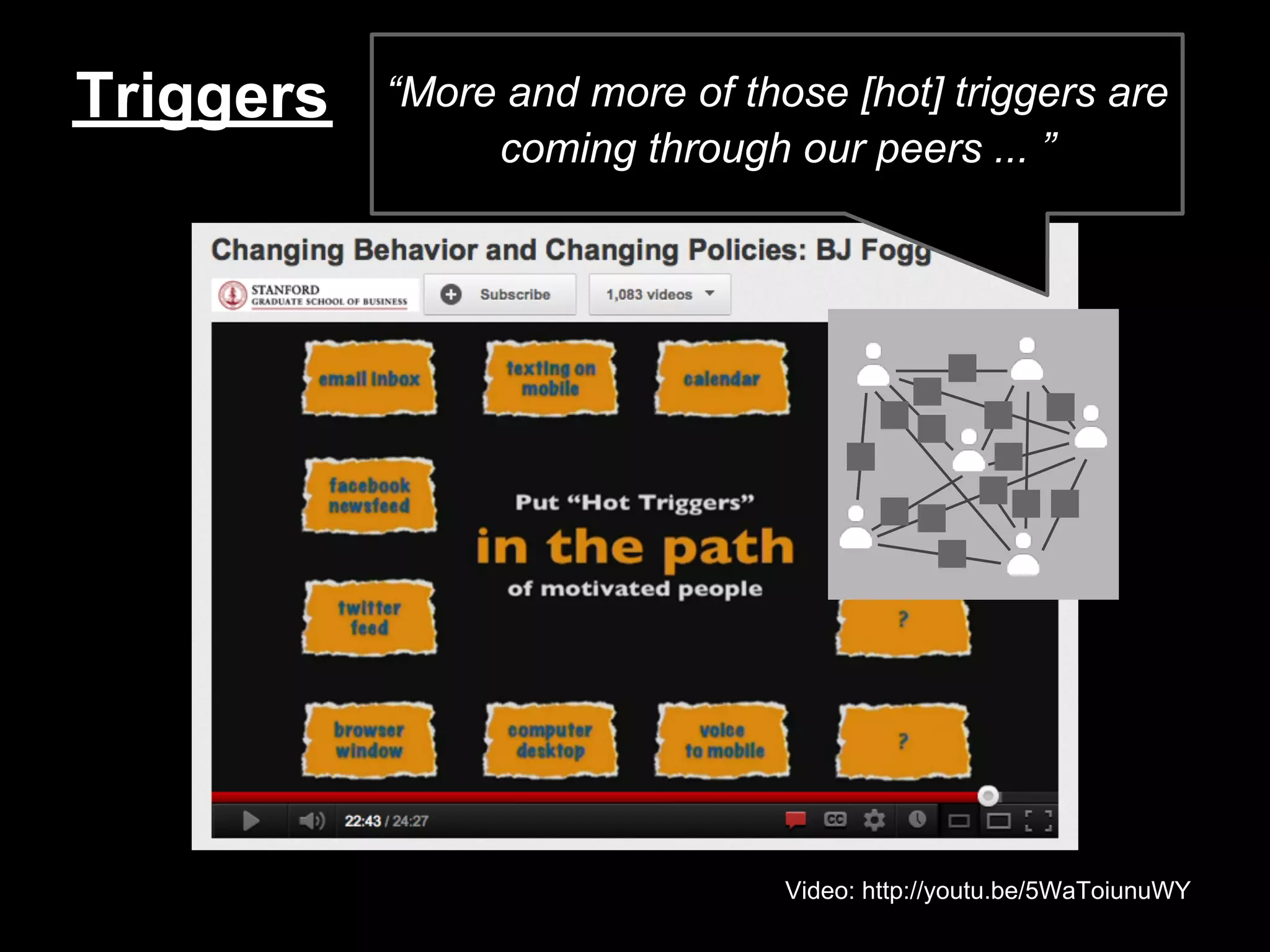 Triggers   “More and more of those [hot] triggers are
                coming through our peers ... ”




                                Video: http://youtu.be/5WaToiunuWY
 