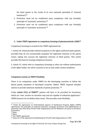 Compulsory Formality Compulsory licensing in the light of novartis ag case and Bayer Corp ...
