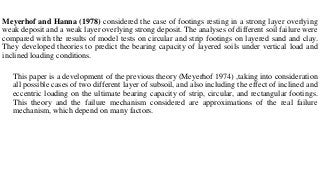 ULTIMATE BEARING CAPACITY OF CIRCULAR FOOTING ON LAYERED SOILS | PPT