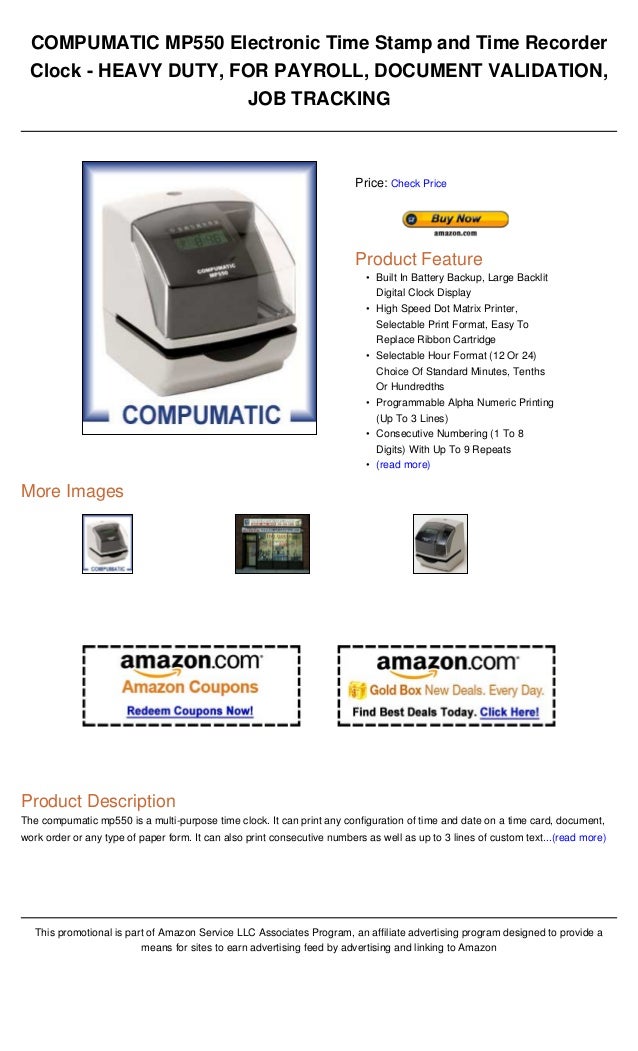 Compumatic mp550 electronic time stamp and time recorder clock heavy