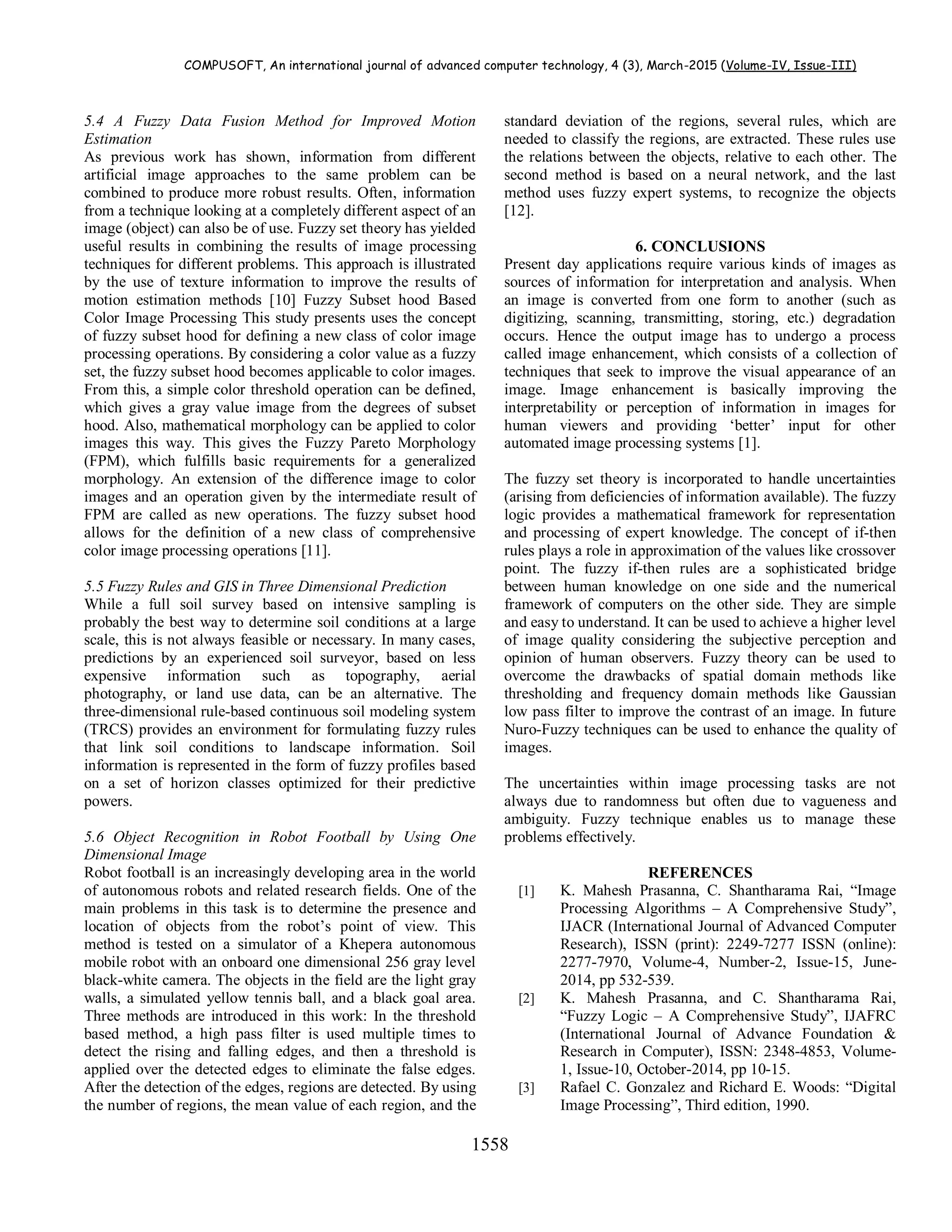 Applications of Fuzzy Logic in Image Processing – A Brief Study | PDF