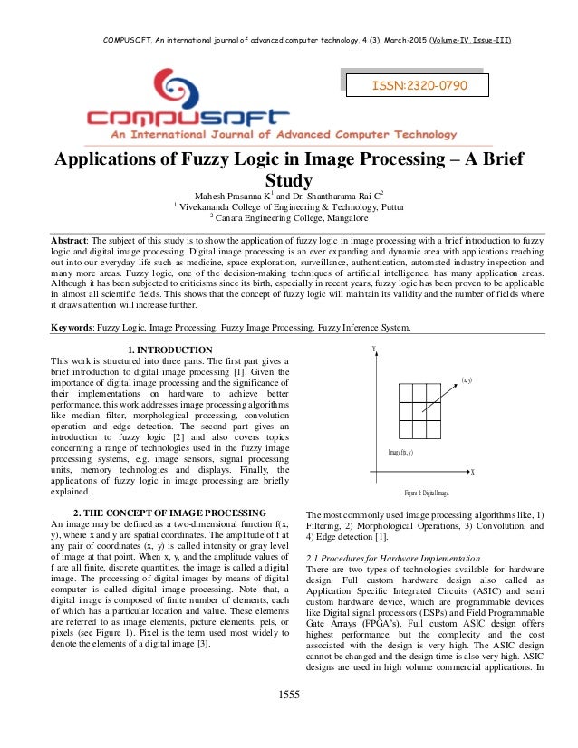 Applications of Fuzzy Logic in Image Processing – A Brief Study