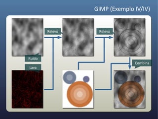 GIMP (Exemplo IV/IV)


        Relevo    Relevo




Ruído
                               Combina
Lava
 