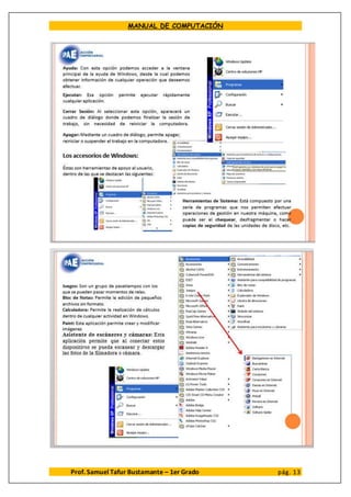 MANUAL DE COMPUTACIÓN
Prof. Samuel Tafur Bustamante – 1er Grado pág. 13
 