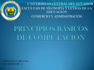 UNIVERSIDAD CENTRAL DEL ECUADOR
FACULTAD DE FILOSOFÍA Y LETRAS DE LA
EDUCACIÓN
COMERCIO Y ADMINISTRACIÓN
ESTEFANIA CAISATOA
5TO SEMESTRE A
 
