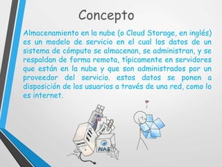 Almacenamiento en la Nube (Cloud Storage) | PPTX
