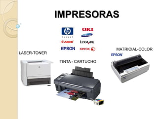 LASER-TONER
TINTA - CARTUCHO
MATRICIAL-COLOR
IMPRESORAS
 