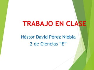 TRABAJO EN CLASE
Néstor David Pérez Niebla
2 de Ciencias “E”
 