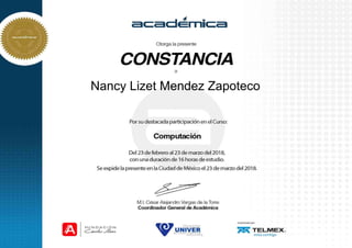 Nancy Lizet Mendez Zapoteco
Powered by TCPDF (www.tcpdf.org)
 