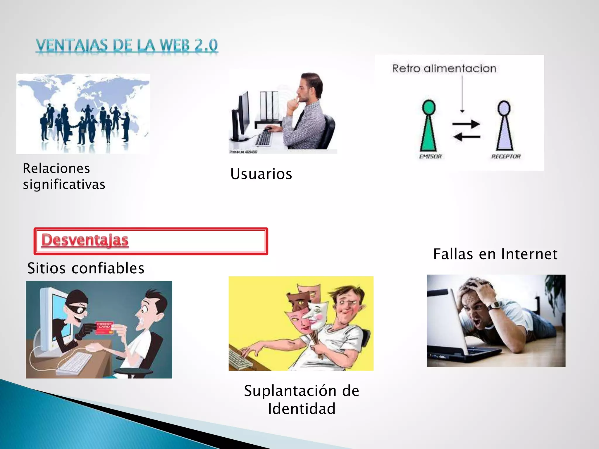 Relaciones
significativas
Usuarios
Suplantación de
Identidad
Sitios confiables
Fallas en Internet