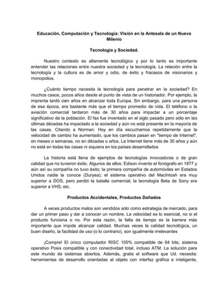 Computacion, educacion y tecnologia