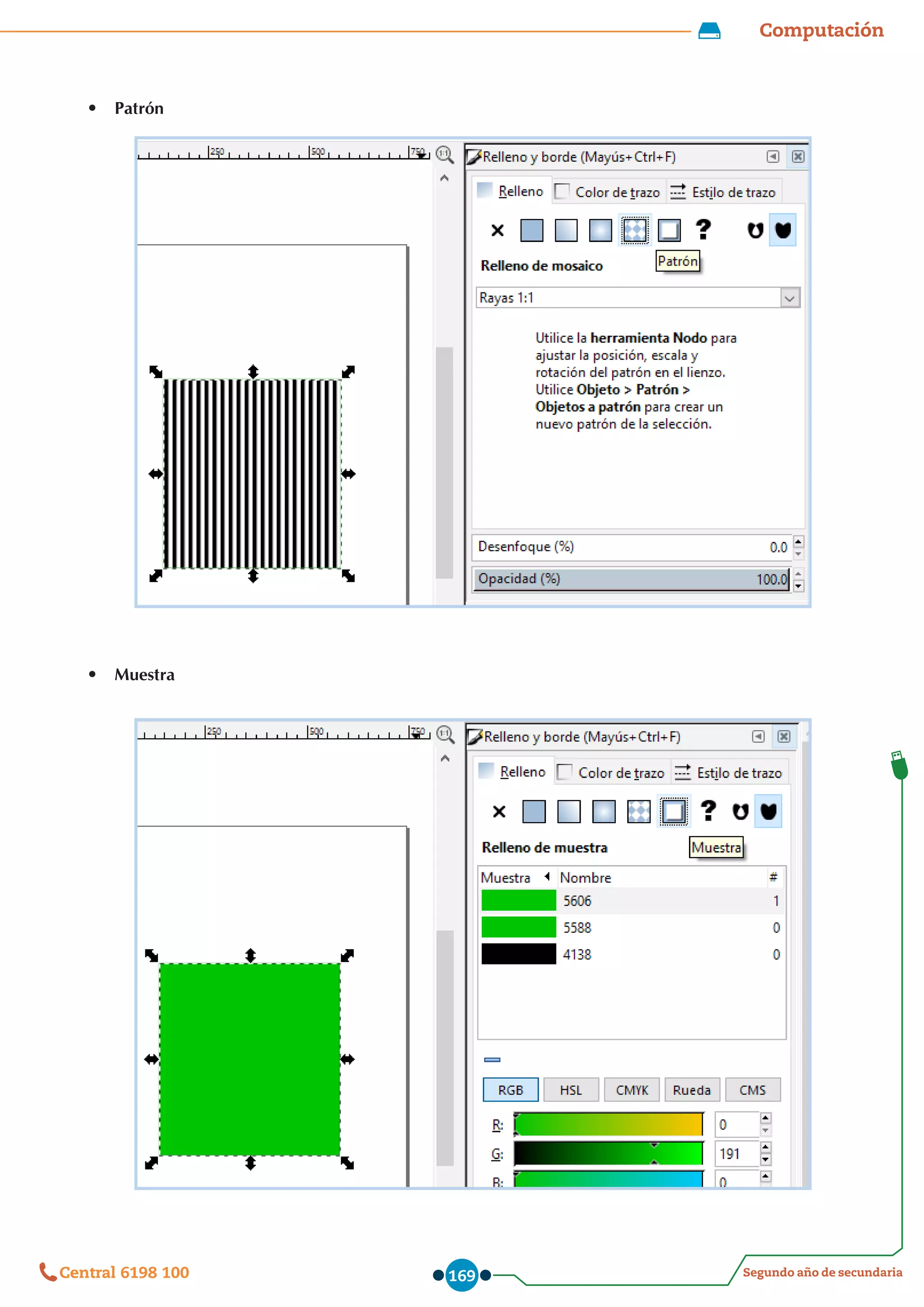 Computación
Segundo año de secundaria
Central 6198 100 169
•	 Patrón
•	 Muestra
 