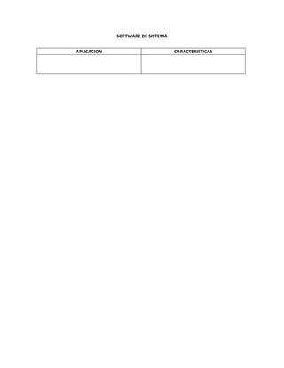 SOFTWARE DE SISTEMA
APLICACION CARACTERISTICAS
 