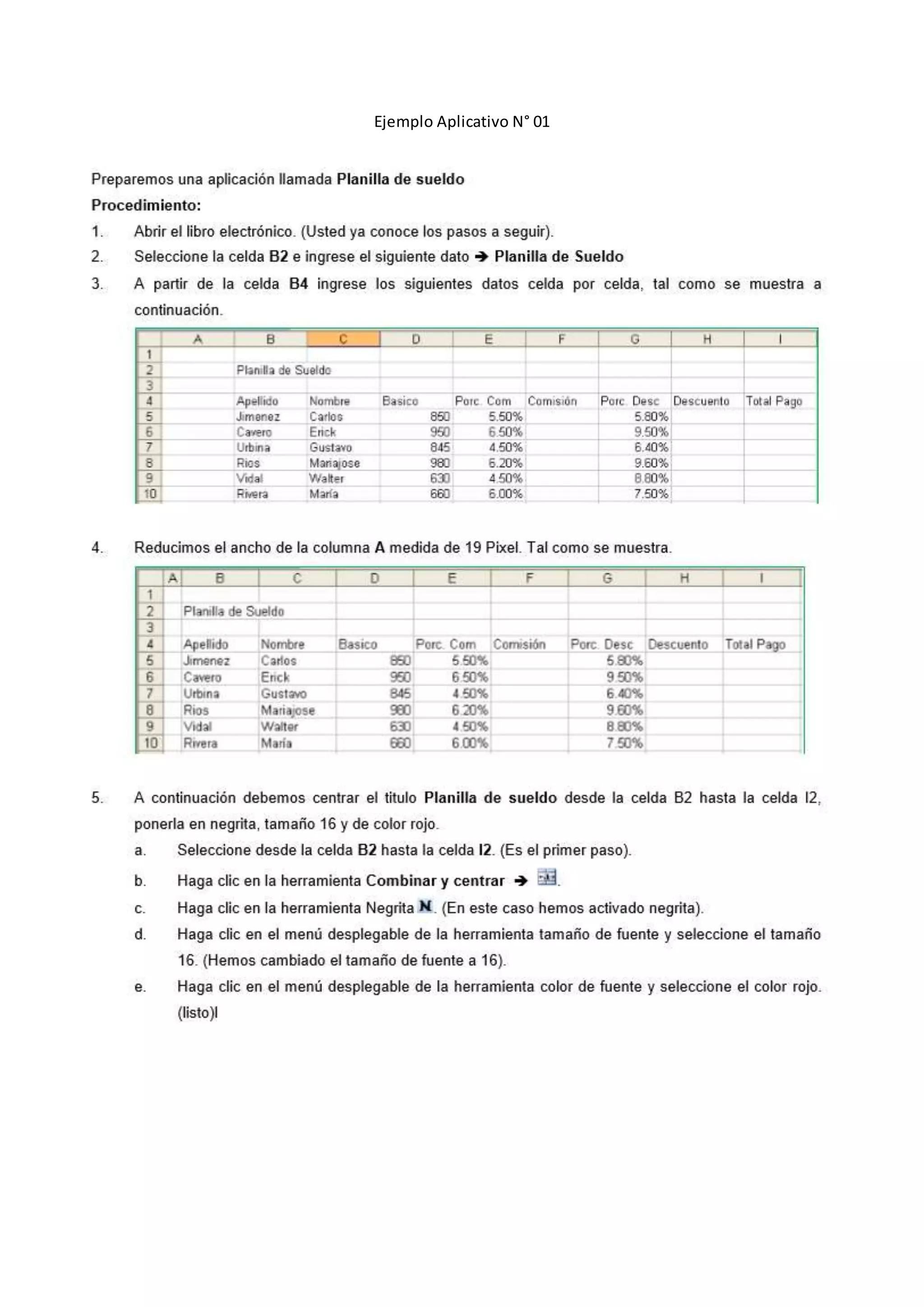 Ejemplo Aplicativo N° 01
 