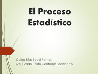 El Proceso
Estadístico
Carlos Elías Bocel Ramos
6to. Grado Perito Contador Sección “A”
 
