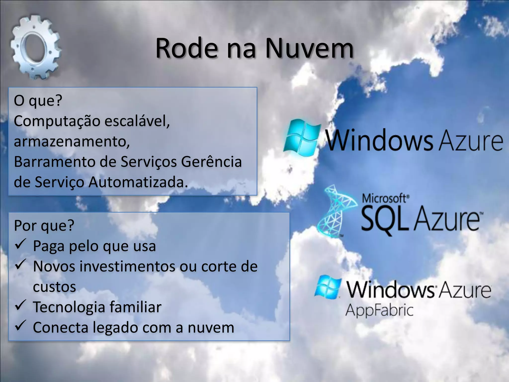 As camadas da NuvemSaaSSoftware como um ServiçoNível de ControleNível de AbstraçãoPaaSPlataforma como um ServiçoIaaSInfraestrutura como um Serviço