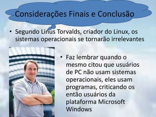 reconhecer diferentes dispositivos se conectando à rede e oferecer serviços diferenciados a cada dispositivo: celular, computador, tablet...Críticas feitas em 2008"The interesting thing about cloud computing is that we've redefined cloud computing to include everything that we already do. The computer industry is the only industry that is more fashion-driven than women's fashion. Maybe I'm an idiot, but I have no idea what anyone is talking about. What is it? It's complete gibberish. It's insane. When is this idiocy going to stop?"Larry Ellison, fundador e CEO da Oracle, 2008Críticas feitas em 2008"It's stupidity. It's worse than stupidity: it's a marketing hype campaign," Richard Stallman, fundador da Free Software Foundation e criador do sistema operacional GNU sobre Computação nas nuvens, 2008