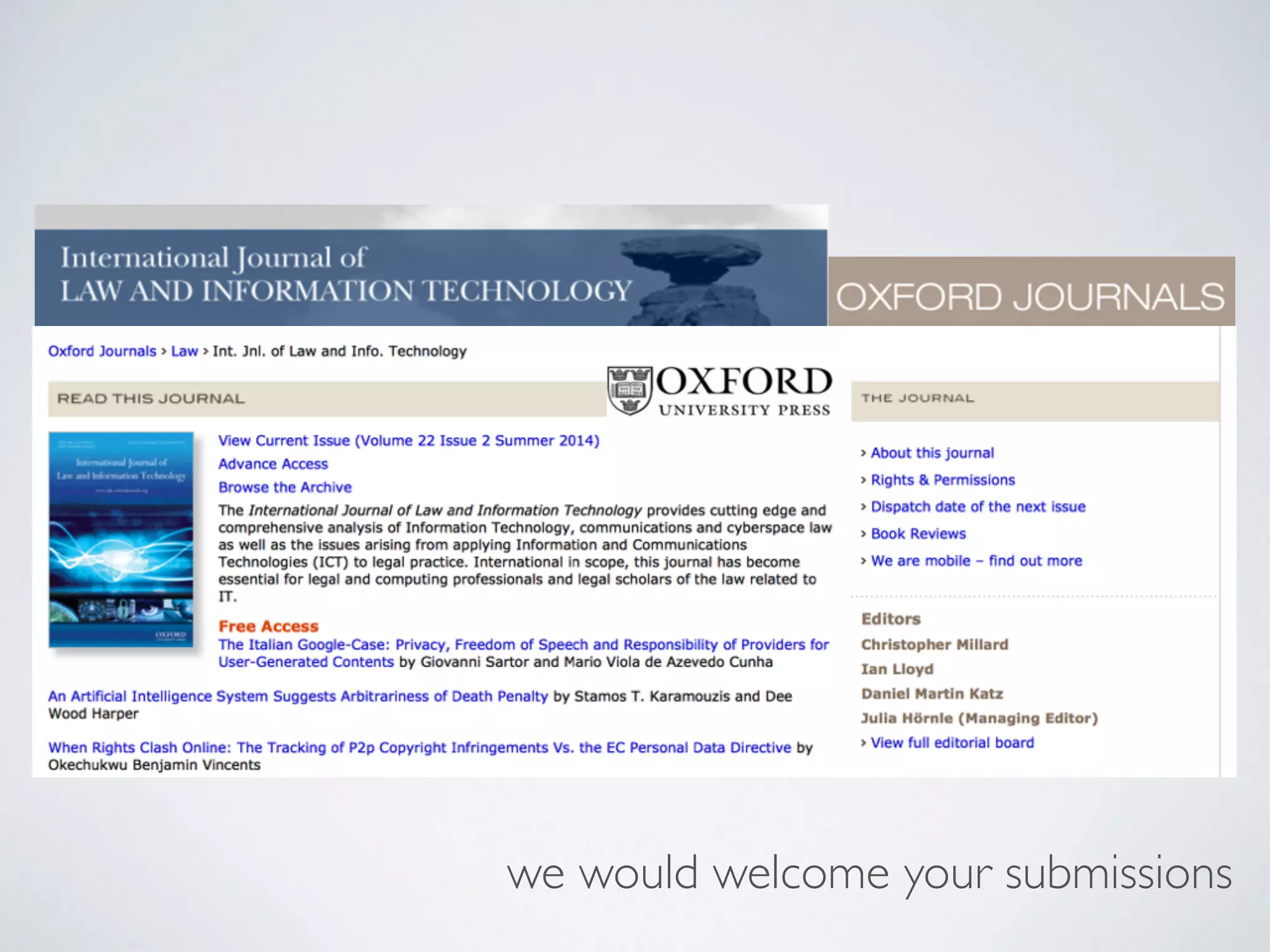 we would welcome your submissions
 