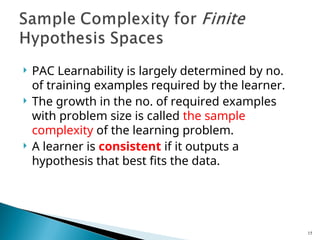 Learnability Examples Computational Learning theory Machine Learning | PPT