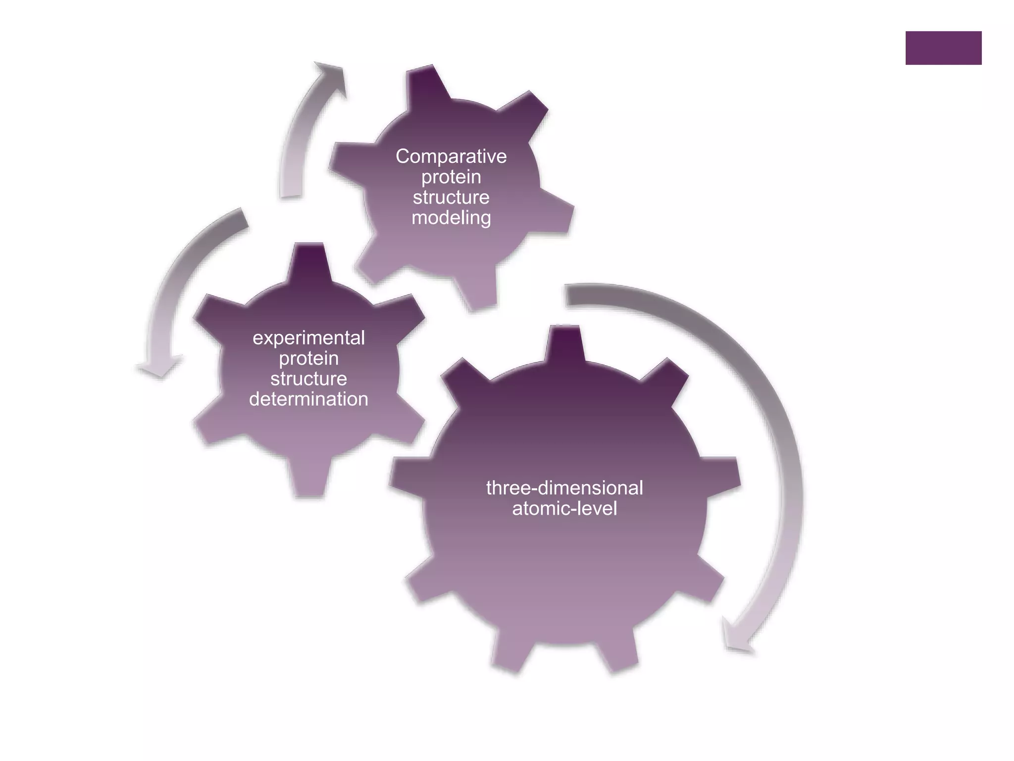 three-dimensional
atomic-level
experimental
protein
structure
determination
Comparative
protein
structure
modeling
 