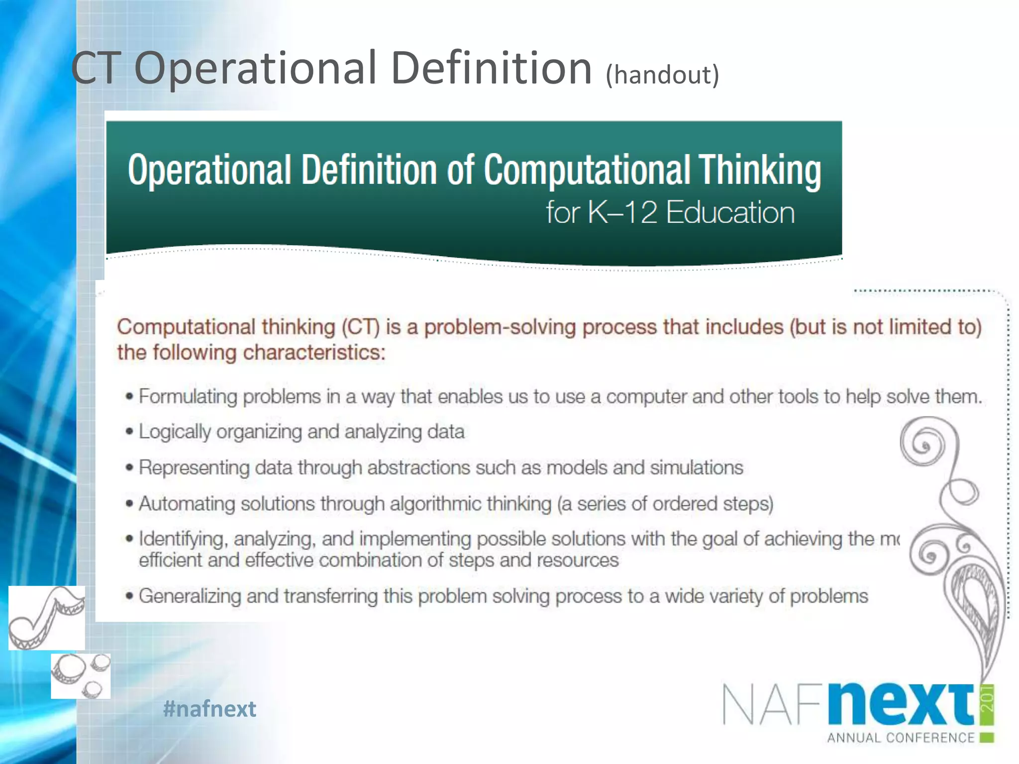 #nafnext
CT Operational Definition (handout)
 