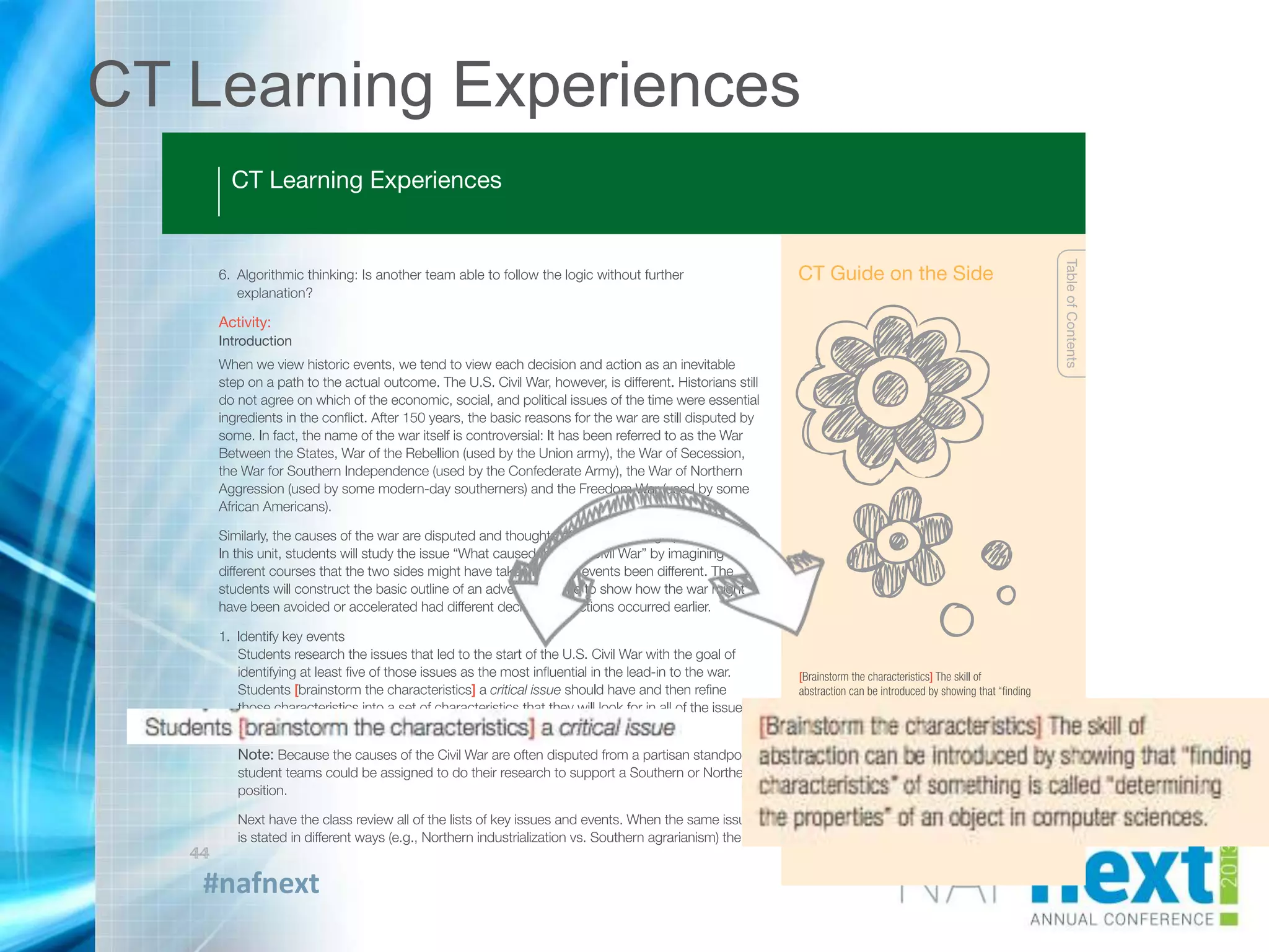 #nafnext
CT Learning Experiences
 