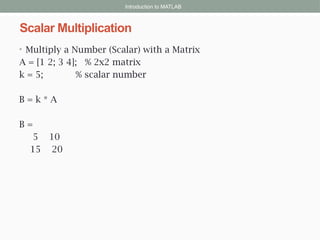 Scalar Matlab Example Computation in MATLAB Lecture number 1 for BS | PPTX
