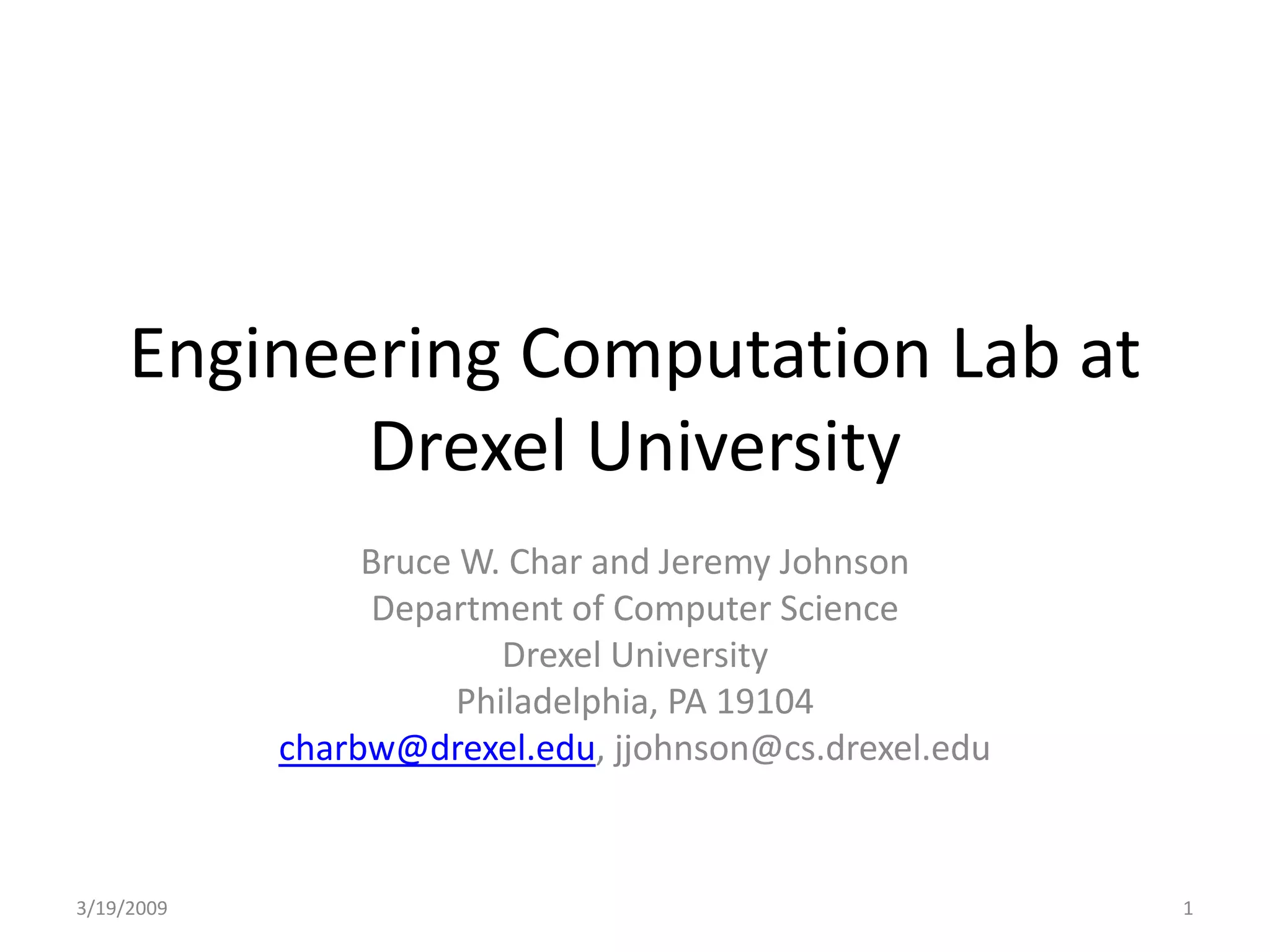 Computation Lab 03 19 09 Olin