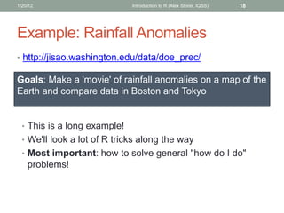 Example: Rainfall Anomalies
• http://jisao.washington.edu/data/doe_prec/
Goals: Make a 'movie' of rainfall anomalies on a ...