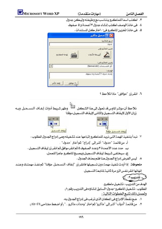         MICROSOFT WORD XP()
                                                          
                                                           
                                                               




                                                                                                "‫ "ﻣﻮاﻓﻖ‬ 
             ..............................................................................................................................


 ‫ إﻳﻘـﺎف اﻟﺘﺴـﺠﯿﻞ‬        
                                     




                 .٧
                                                 . "‫ "ﺟﺪول‬ "‫ "إدراج‬ "‫ "ﺟﺪول‬ 
              
                           
                                                     
     "‫ "إﻳﻘﺎف اﻟﺘﺴﺠﯿﻞ ﻣﺆﻗﺘﺎ‬: 
                                                                            .
                                                                                                                               
                                                                 
                                  
                                                               
                                       
               Alt+F8"...‫ﻣﺎﻛﺮو‬‫"وﺣﺪات‬"‫"ﻣﺎﻛﺮو‬"‫"أدوات‬ 


                                                                       
 