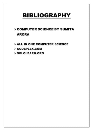 Computer Science investigatory project class 12 | PDF