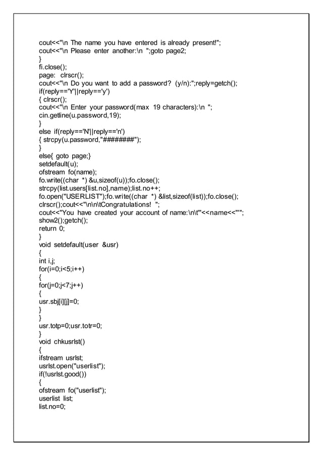 Computer Science investigatory project class 12 | PDF