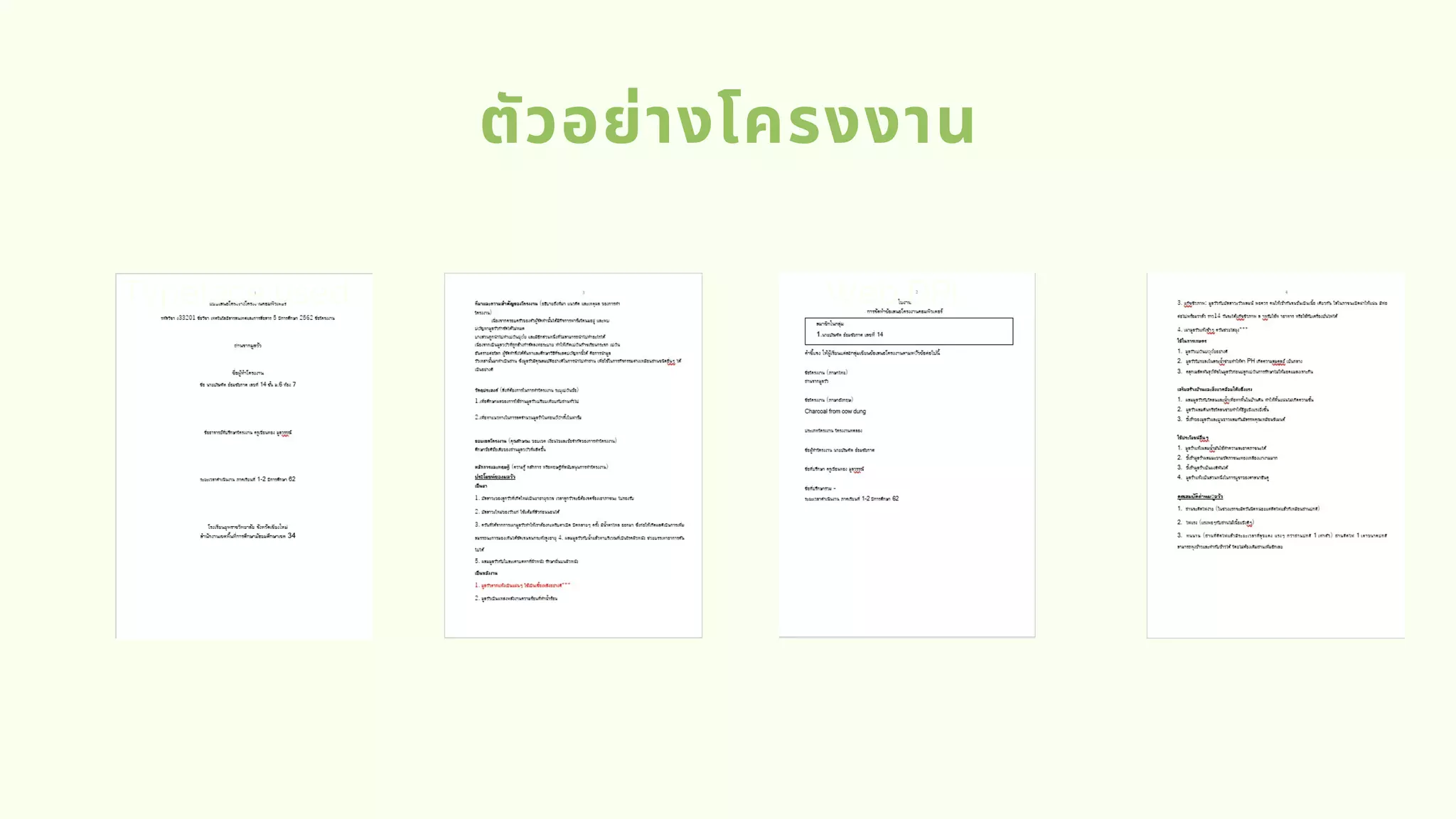 Typeface used Web DPI
ตัวอย่างโครงงาน
 