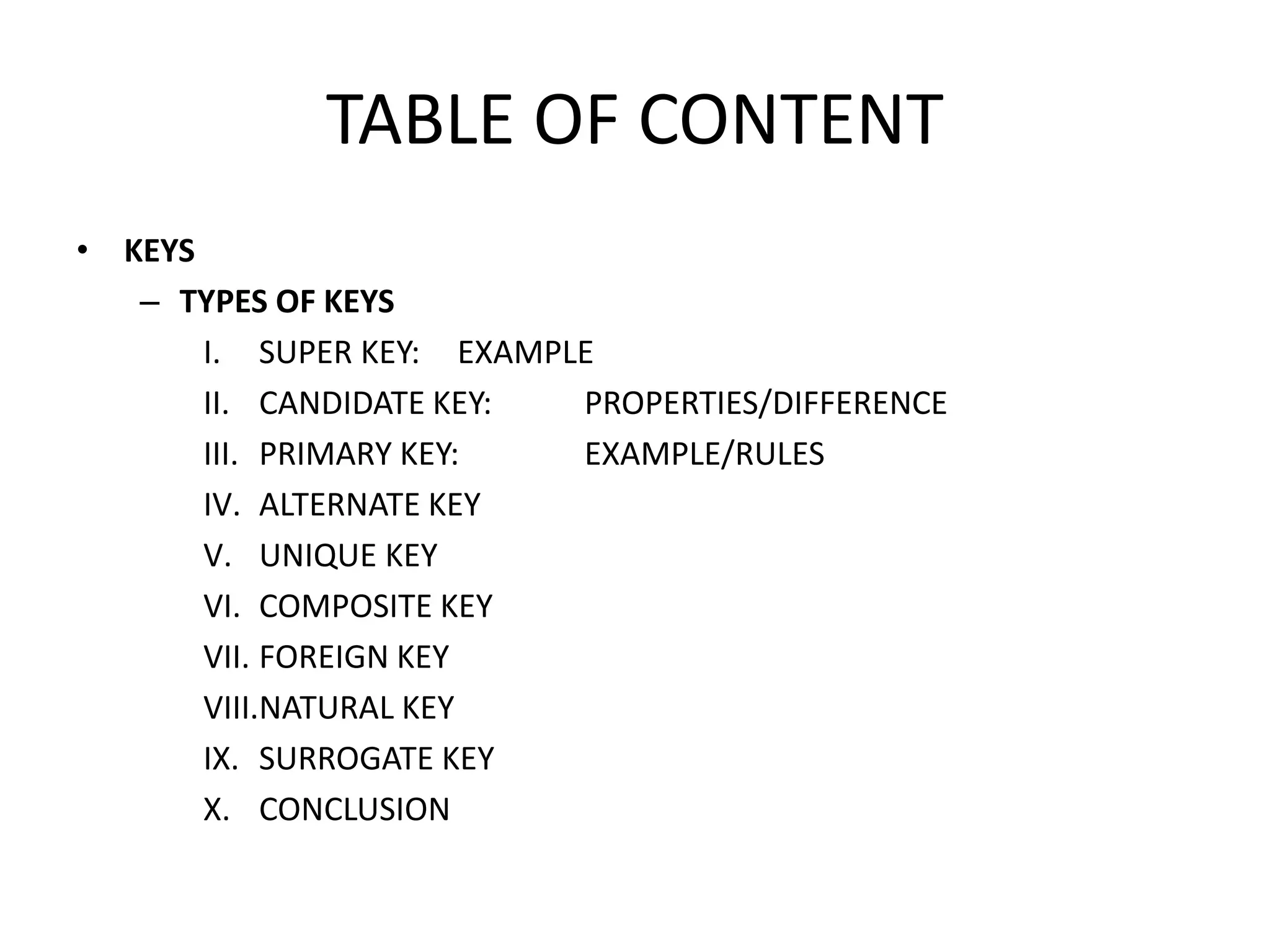 Types Of Keys in DBMS | PPTX
