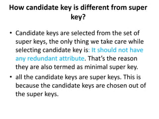 Types Of Keys in DBMS | PPTX