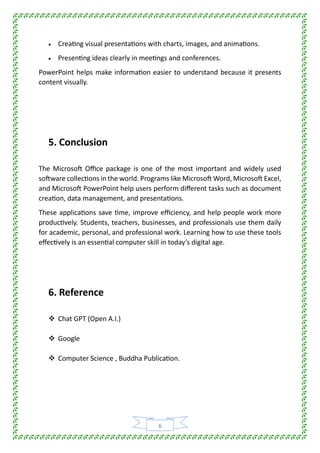 Project file on the topic of word processing, powerpoint, excel | PDF