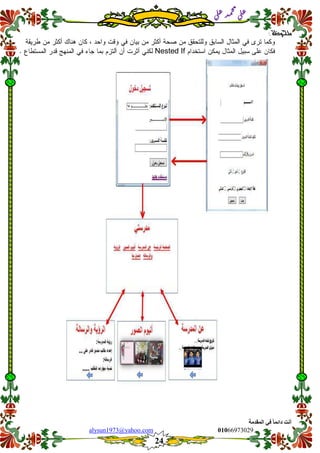 ::6;7966010alysun1973@yahoo.com
24
‫انًمذيخ‬ ٙ‫ف‬ ً‫ب‬ً‫دائ‬ ‫أَذ‬
‫ي‬‫ل‬‫ع‬‫د‬‫م‬‫ح‬‫م‬
‫ي‬‫ل‬‫ع‬
‫ملحوظة‬:
Nested If
 
